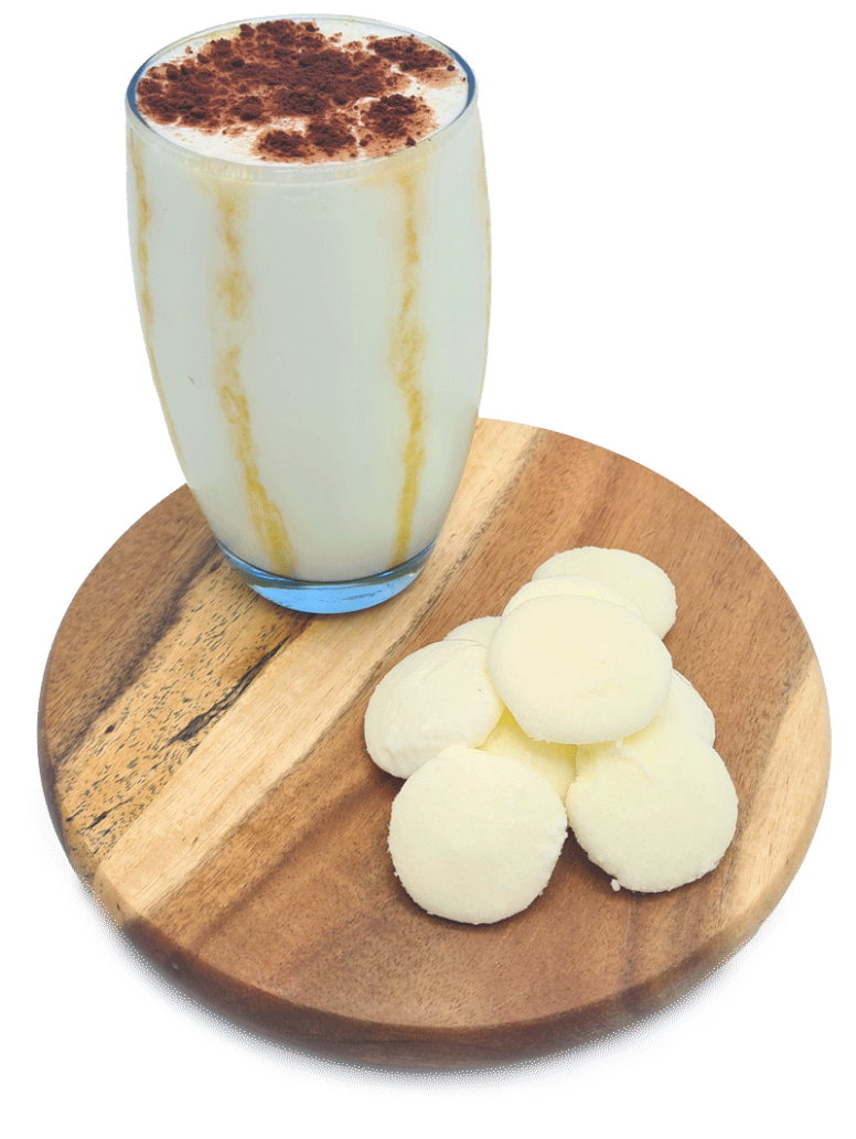 classic vanilla dairy frappe with iqf frozen drops
