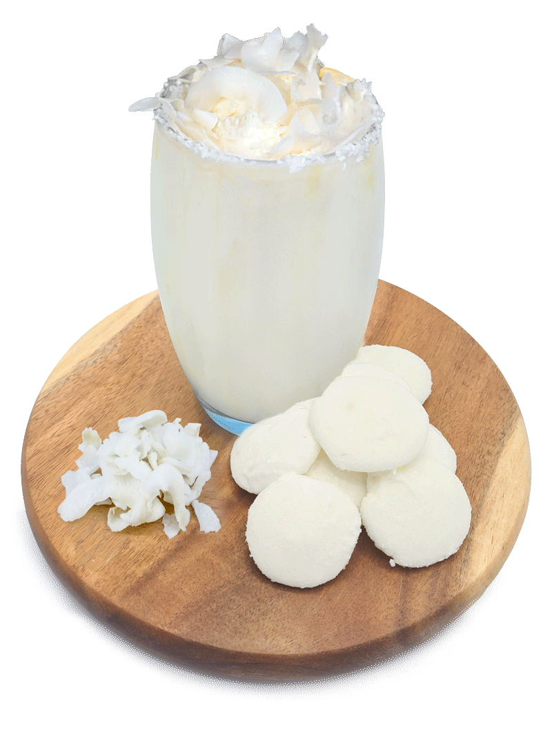 vegan coconut frappe with iqf frozen drops